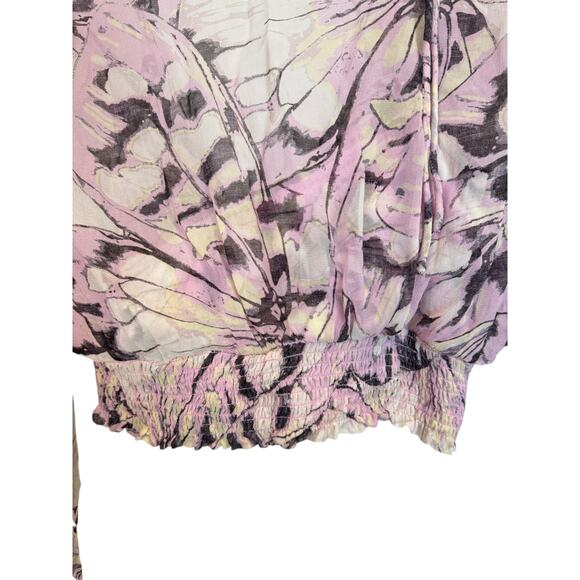 BY ANTHROPOLOGIE Sheer Peasant Top Light Purple Motif Sz Small $98 MSRP Romantic - Picture 10 of 14